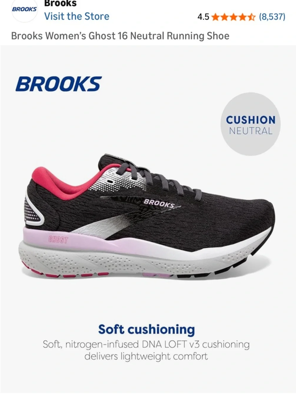 Brooks Ghost 16 Running Shoe - Picture 3 of 5